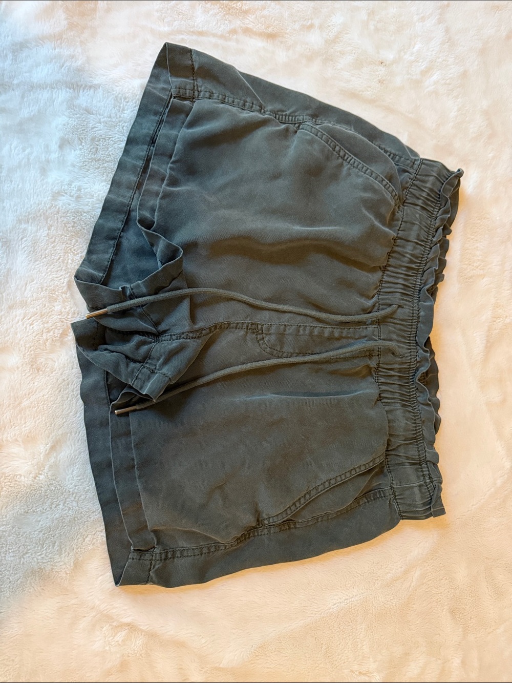 LOFT Slate Green Drawstring Elastic-Waist Shorts